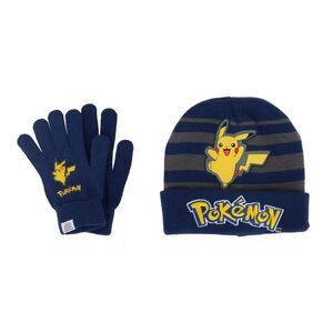 Textiel Trade Kids' One Size Fits Most Pokemon Pickachu Hat and Gloves Winter